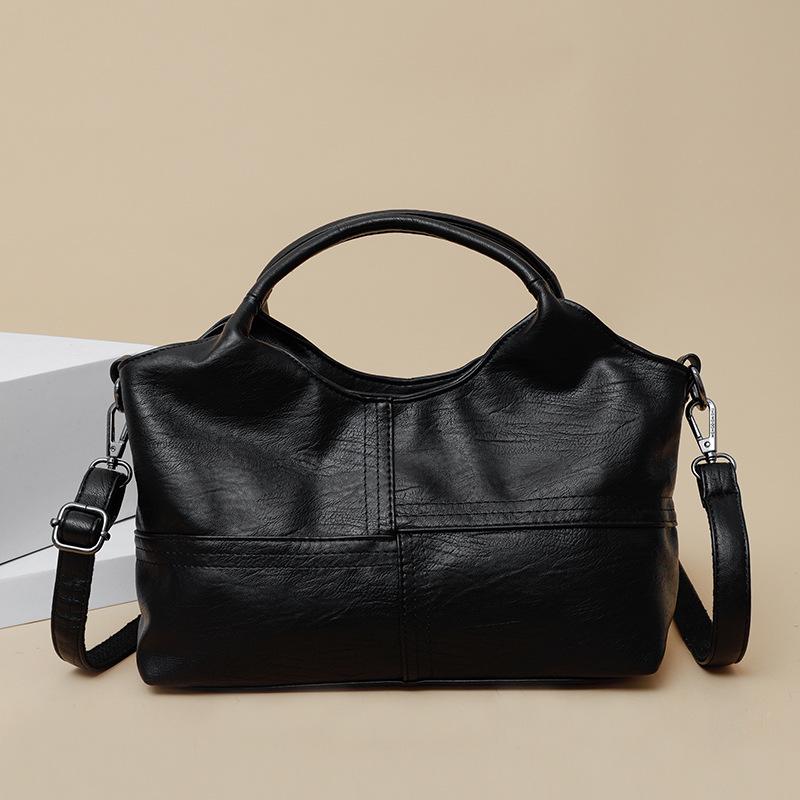 Textured Soft Leather Crossbody Handbag for Middle-Aged Women – Lightweight, Large Capacity, Perfect for Commuting.