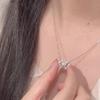 2026 Bow Necklace Women's Niche Pendant Wind Clavicle Chain Temperament Premium Necklace Pink