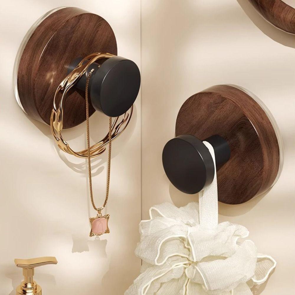 12pcs No-Drill Design Imitation Wood Door Hook Self-adhesive Key Holder Coat Hanger Hanging Keys