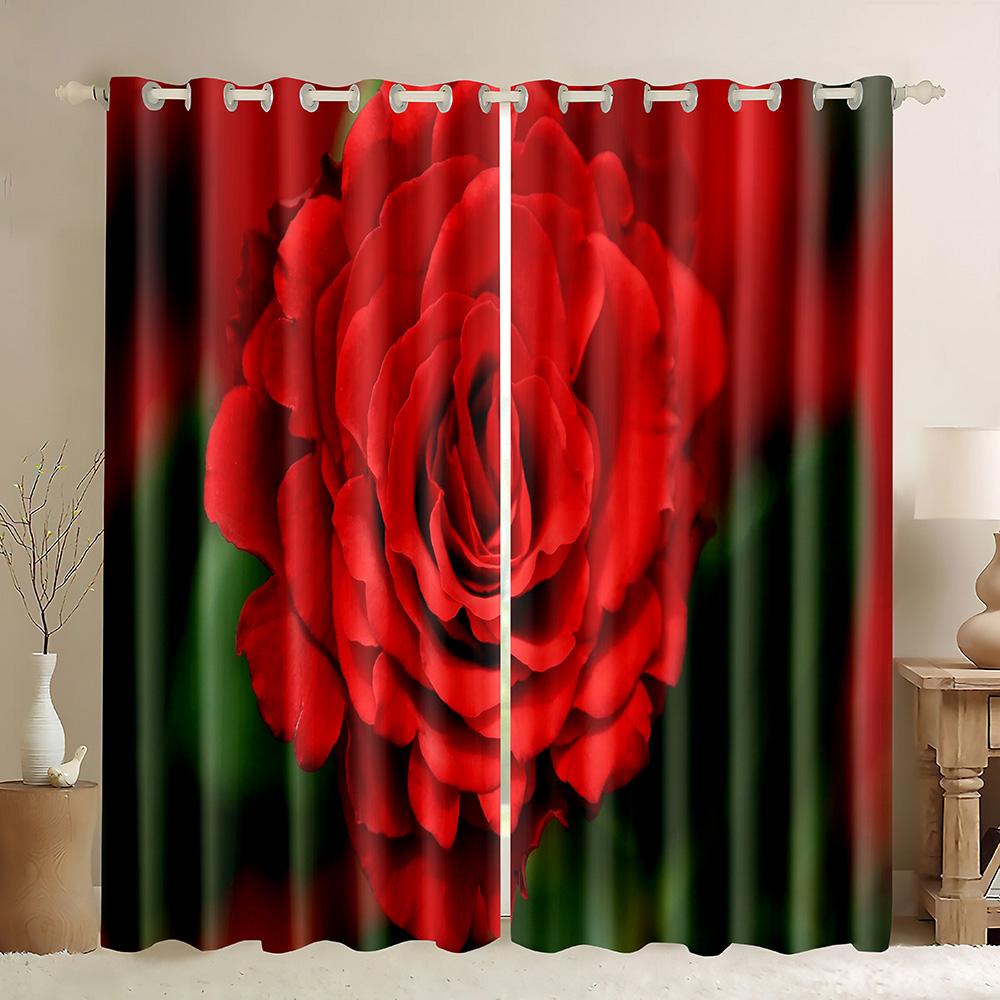 Romantische Schwarz Rote Blume Luxus Verdunkelungsvorhänge für Schlafzimmer Wohnzimmer Badezimmer Küche Tür Flur Schrank im Angebot