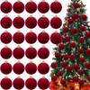 5/10 stuks Velours Kerstbal Ornamenten Rood Wit Kerstboom Hangende Hangers DIY Huisfeest Kerst Decoratie Nieuwjaars Cadeaus