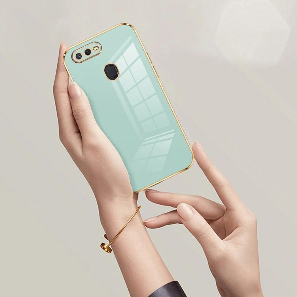 Pro Oppo A5s Case OPPO A7 AX7 Phone Case Oppo A12 Cover CPH1901 CPH1903 CPH1905 Luxusní čtvercový pokovení Nárazuvzdorný zadní kryt