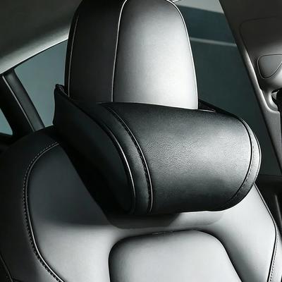 KJOY Seat Headrest Travel Rest Neck Pillow PU Leather Neck Pillow Memory Foam Pillows Car Accessories Used for Tesla Model3/Y/X