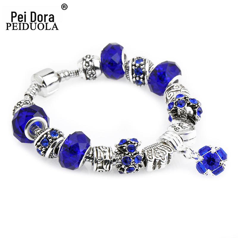 Brățară Trendy cu Mărgele de Cristal Pan cu Pandantiv Coroană de Flori