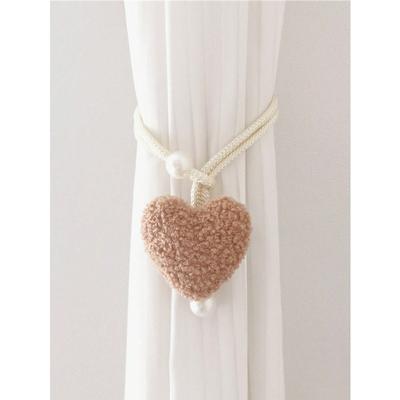 Fluffy Heart-Shaped Pearl Window Curtain Tie Back, Decor Mosquito Net Rope, Door Curtain Coffee Curtain Sun Shade Tiebacks, Christmas Red