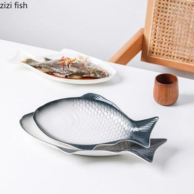 Keramik-Essteller in Fischform, kreativer dampfender Fischteller, Kochteller, Fischteller, Sushi-Teller, Restaurant-Spezialgeschirr