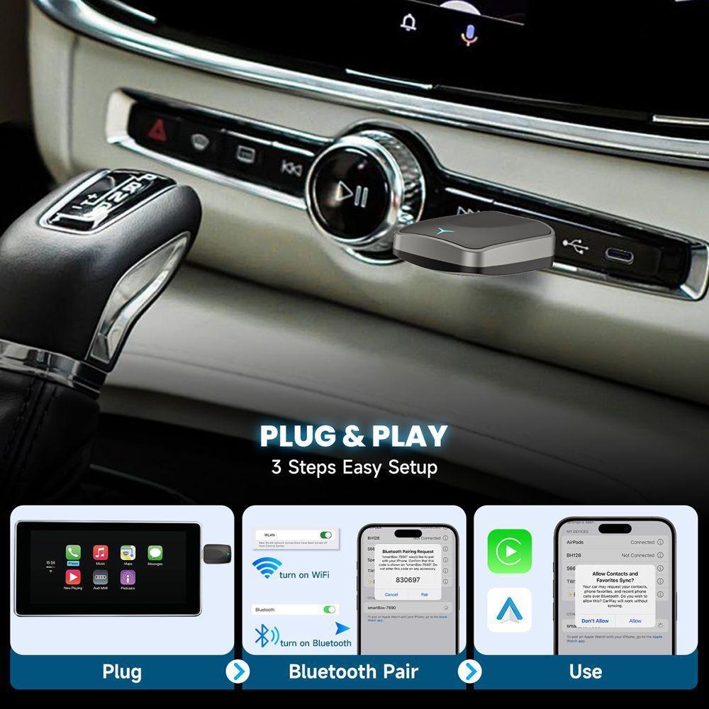 CarPlay Android Auto Wireless Adapter 2 in 1 Smart Navigation Box for Car Convert Wired to Wireless