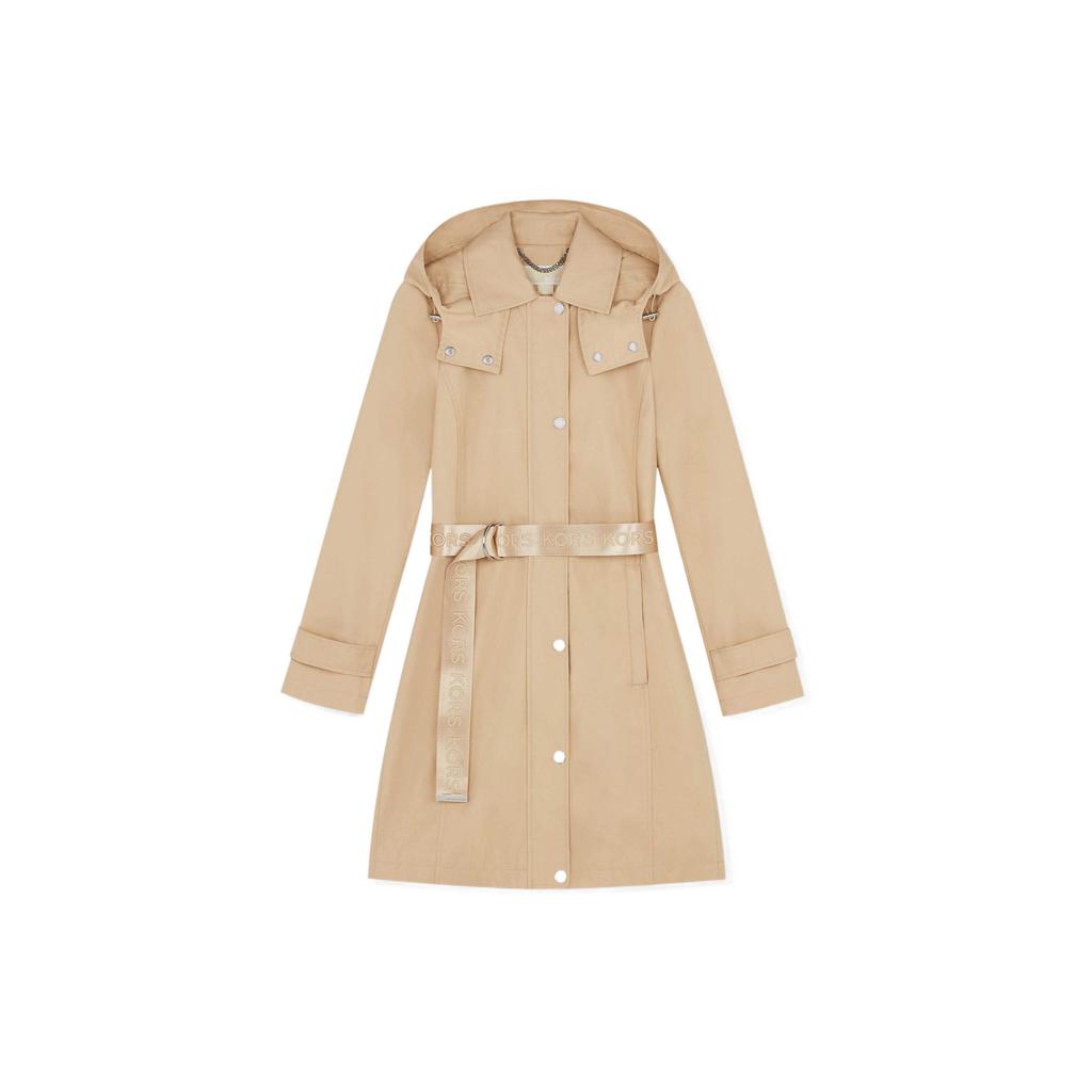 Michael Kors FW22 Single-Breasted Hooded Trench Coat Women coats Khaki 77Q5620M72250