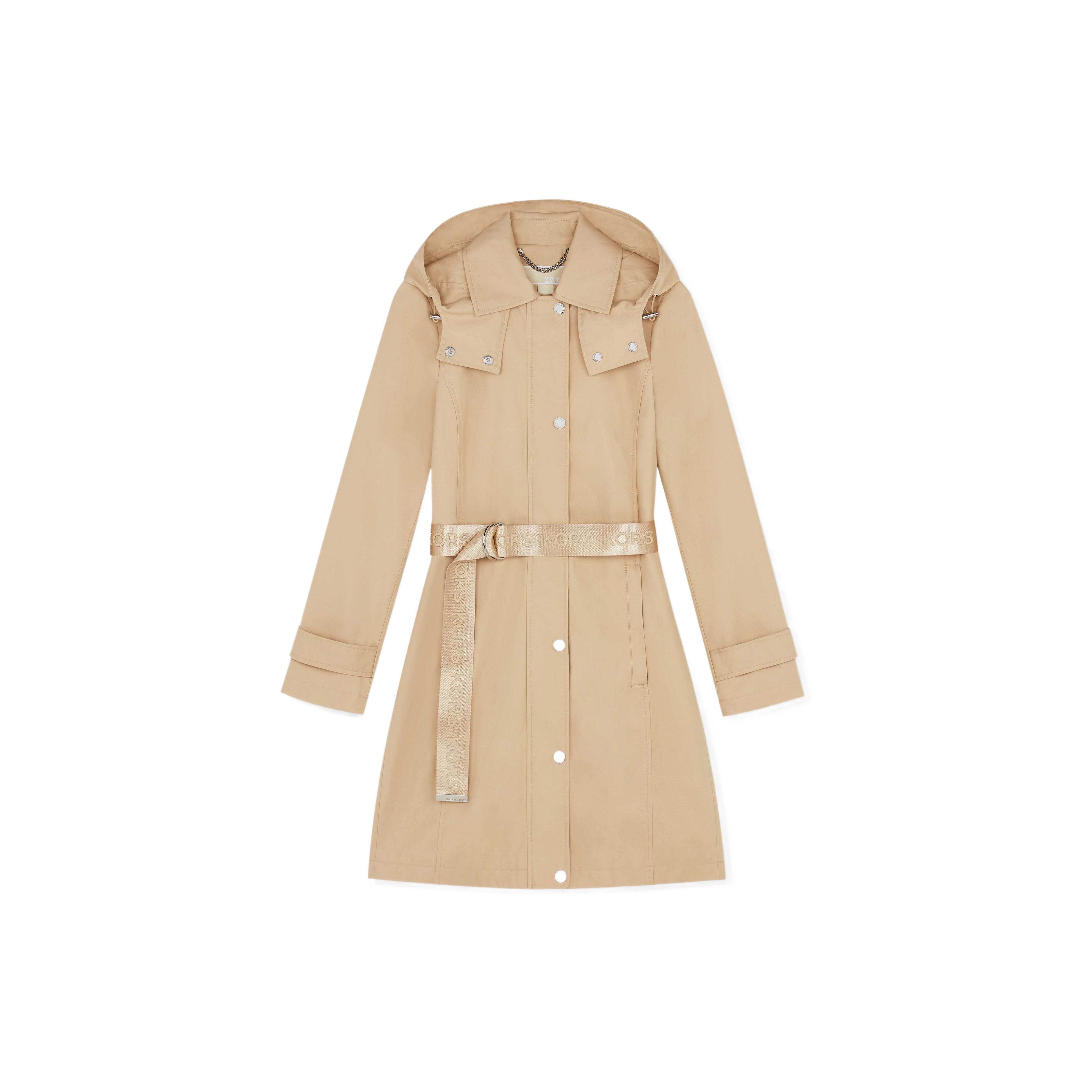 Michael Kors FW22 Single-Breasted Hooded Trench Coat Women coats Khaki 77Q5620M72250 S