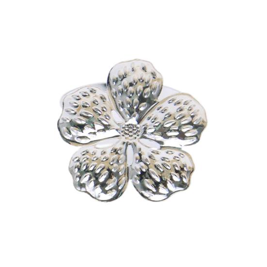 6 Pcs Flower Napkin Rings Metal Napkin Holders Silver Golden Flower Napkin Rings with Textured Petals for Dinner Table Wedding Party