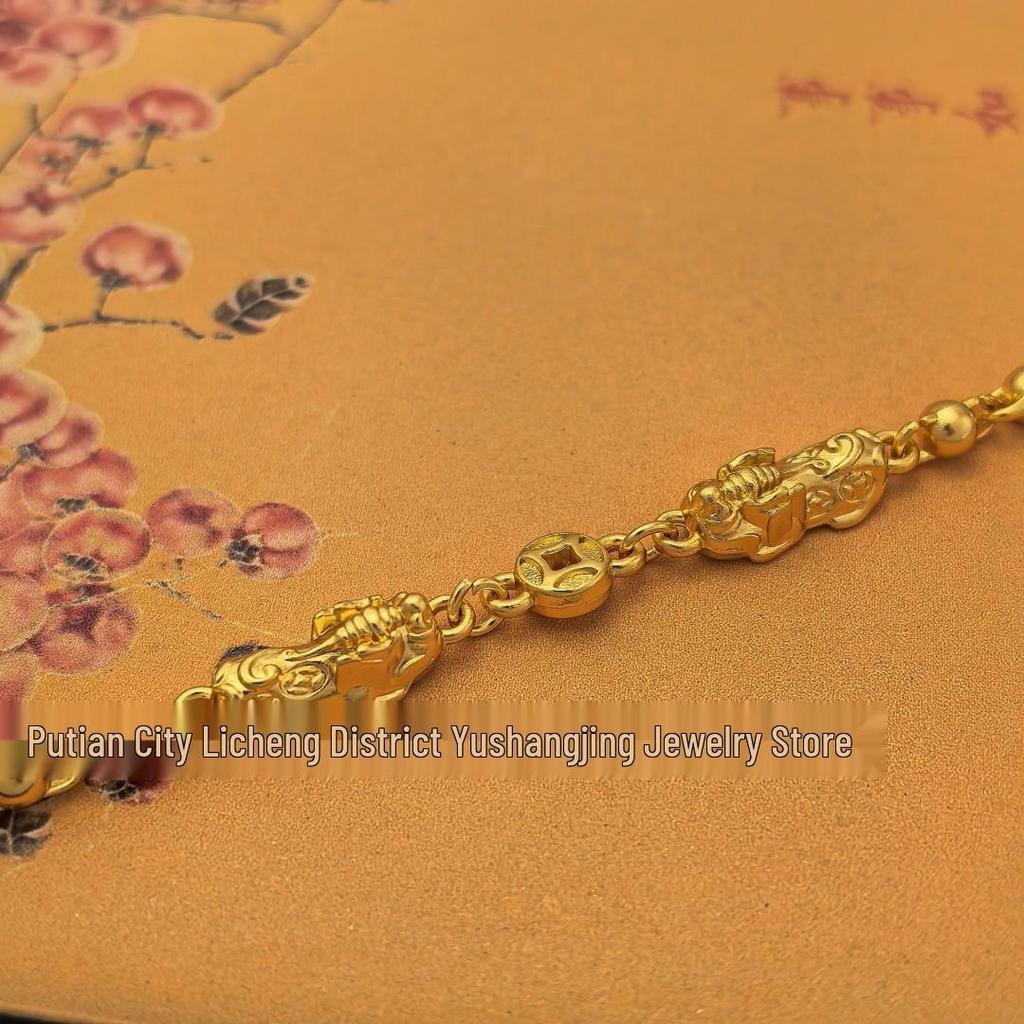 Chinesisches Pixiu Goldplattiertes Armband: Retro, Stilvoller, Legierter Handschmuck für Damen