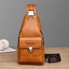 WEIXIER Men's Leather Sling Bag Crossbody Backpack Water-Resistant Shoulder Bag for Travel, Hiking, Daily Commute
