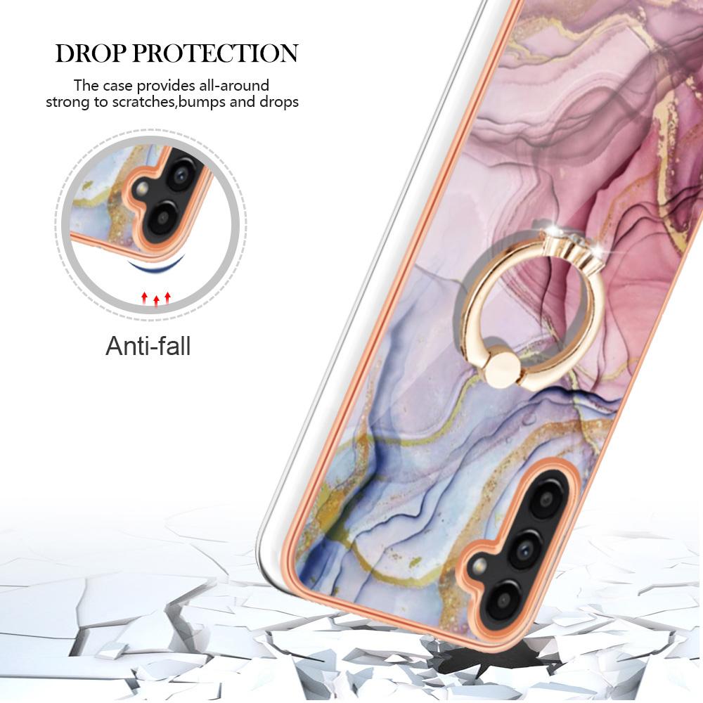 YB IMD Series-17 Style-E For Samsung Galaxy A55 5G Case 2.0mm TPU Marble Phone Cover with Ring Holder
