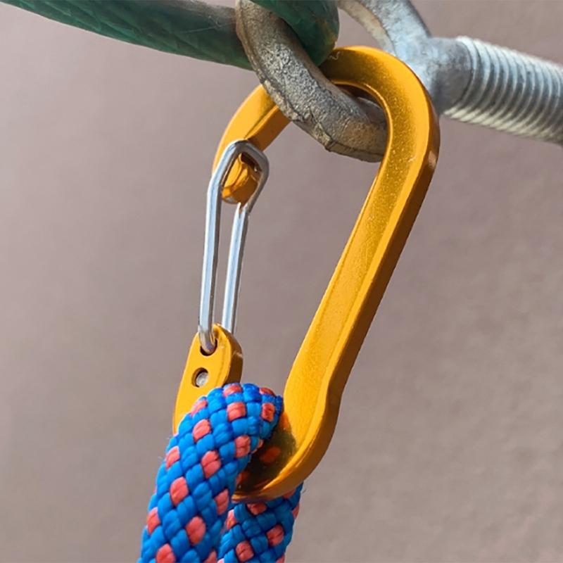 5Pcs D-Shape Carabiner Hook Multi-Uses Aluminum Alloy Snap Spring Carabiner Clip