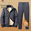 Woodpecker Men's Plus Size Lambswool Sports Jacket - Fleece Lined, Thick, and Windproof for Winter Warmth