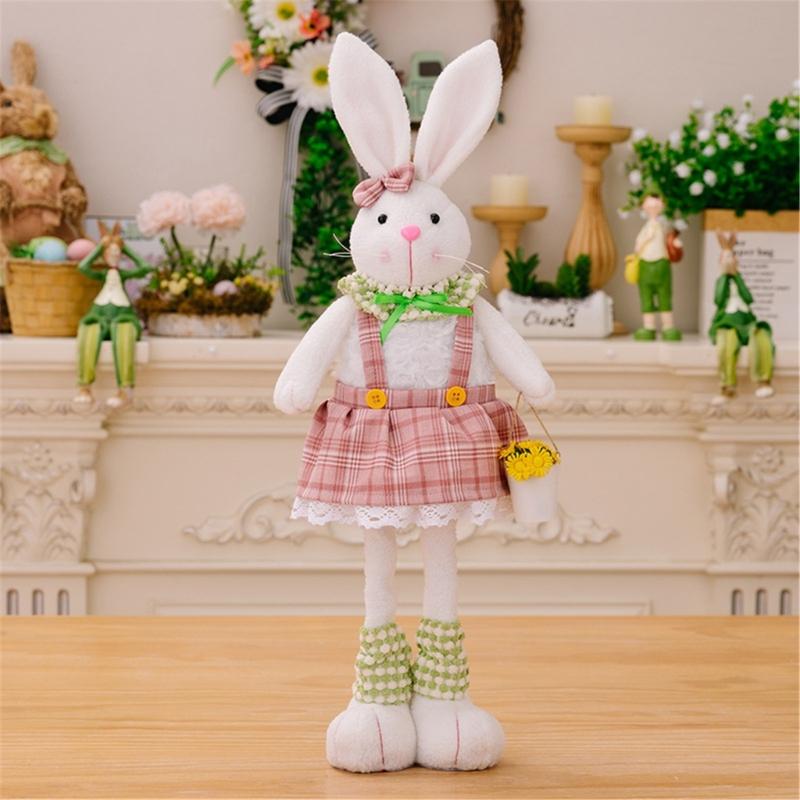Spring Rabbit Doll Rabbit Figure for Easter Party Decors Kids Holiday Gift Colorful Accent for Windowsill Shelf