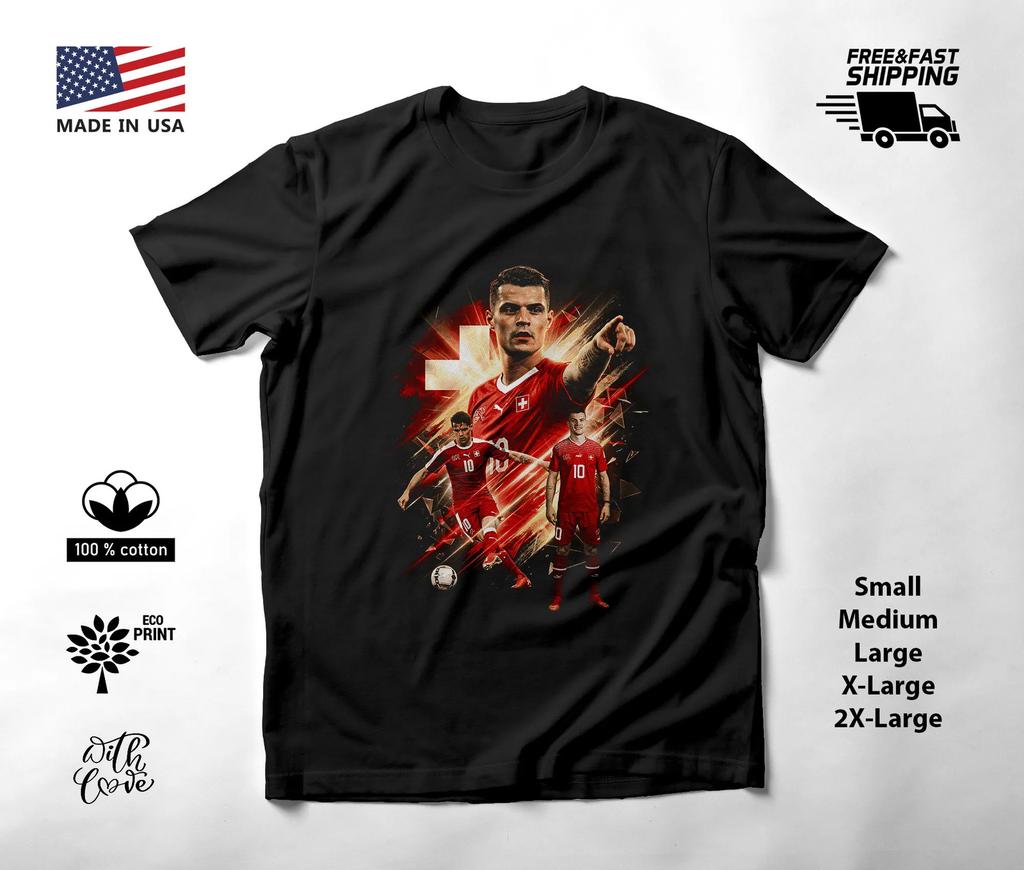Švýcarsko Fotbal Ukazující Portrét Tričko Černé Unisex S-2XL