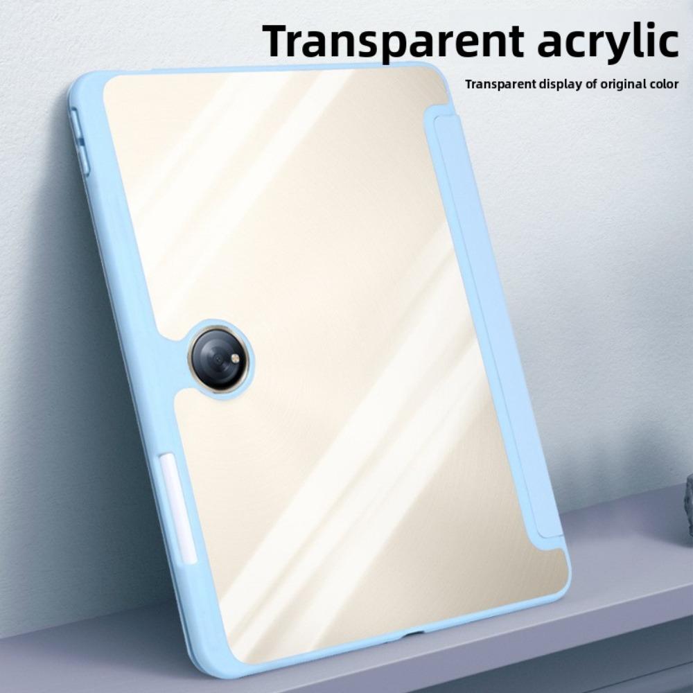 For OPPO Pad 4 Pro Case with Air 23 Pen Slot 11.4 12.1 Inch Transparent Anti Bend Leather Cover for Tablet