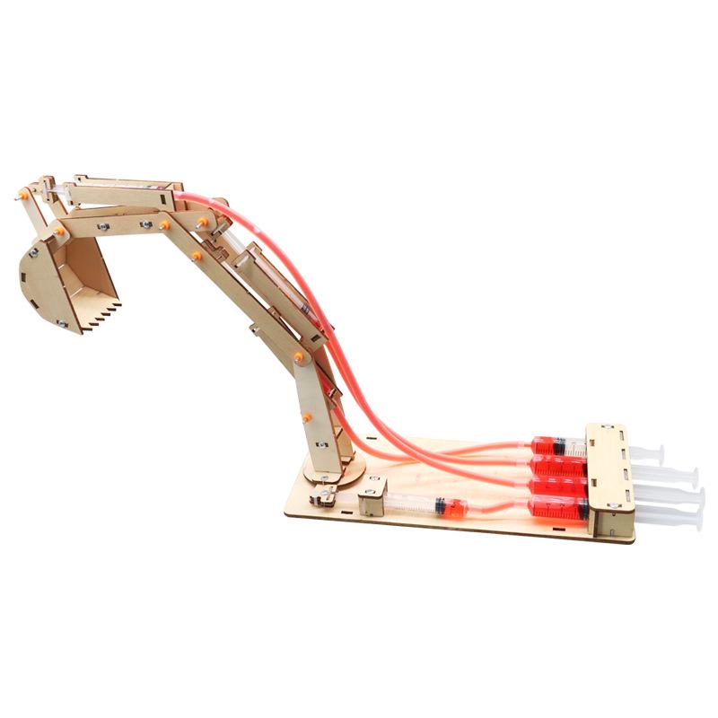 Wooden Hydraulic Excavator Model Kit for STEAM Learning and Science Experiments