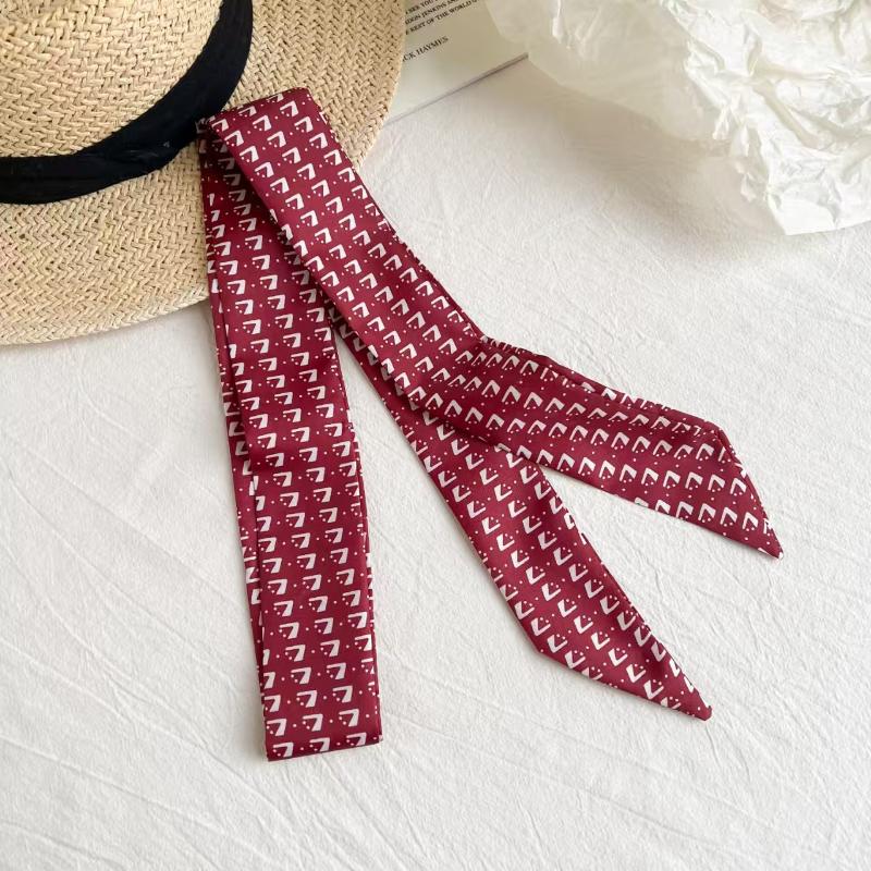 Vintage Blumen Pünktchen Vichy Schal Seidenähnliches Halstuch Haarband Tasche Band Für Damen Tägliches Tragen