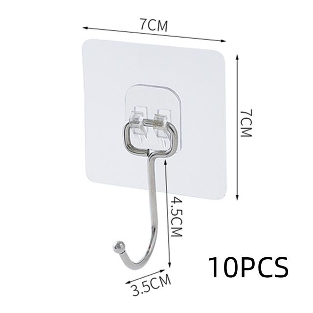 10PCS Transparent Hook Multifunctional Wall Strong Sticking Hook Black Keychain Clothes Hat Door Hook Bathroom Kitchen Accessori