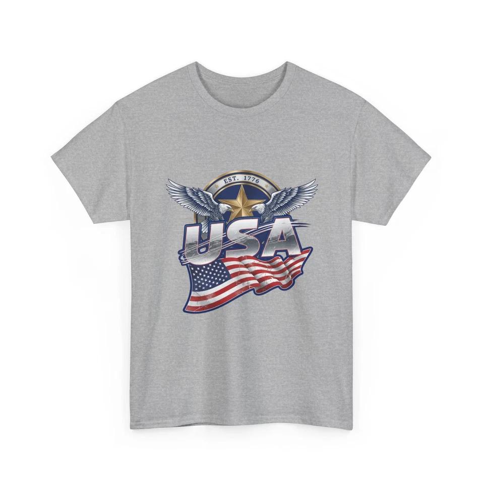 USA T-Shirt Patriotic American Flag | American Eagle Design, Proud Nation Cotton 3XL