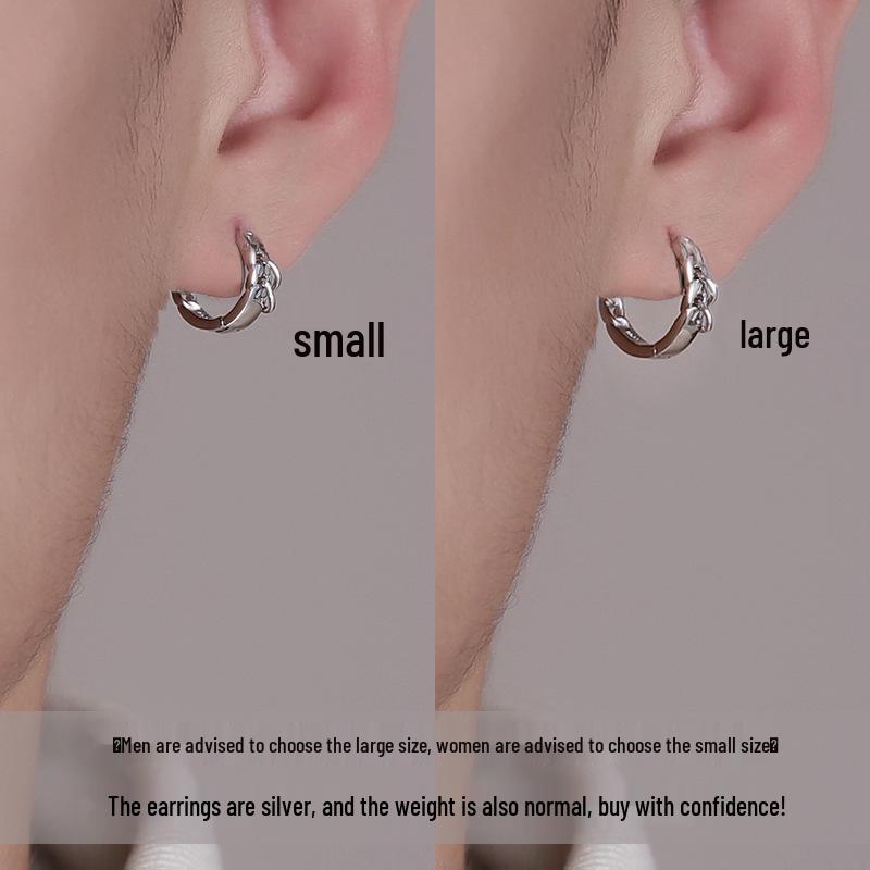 2022 Men's Silver Hoop Earring Stud – Single Piece, Stylish Design, Unique Fashion Ear Jewelry