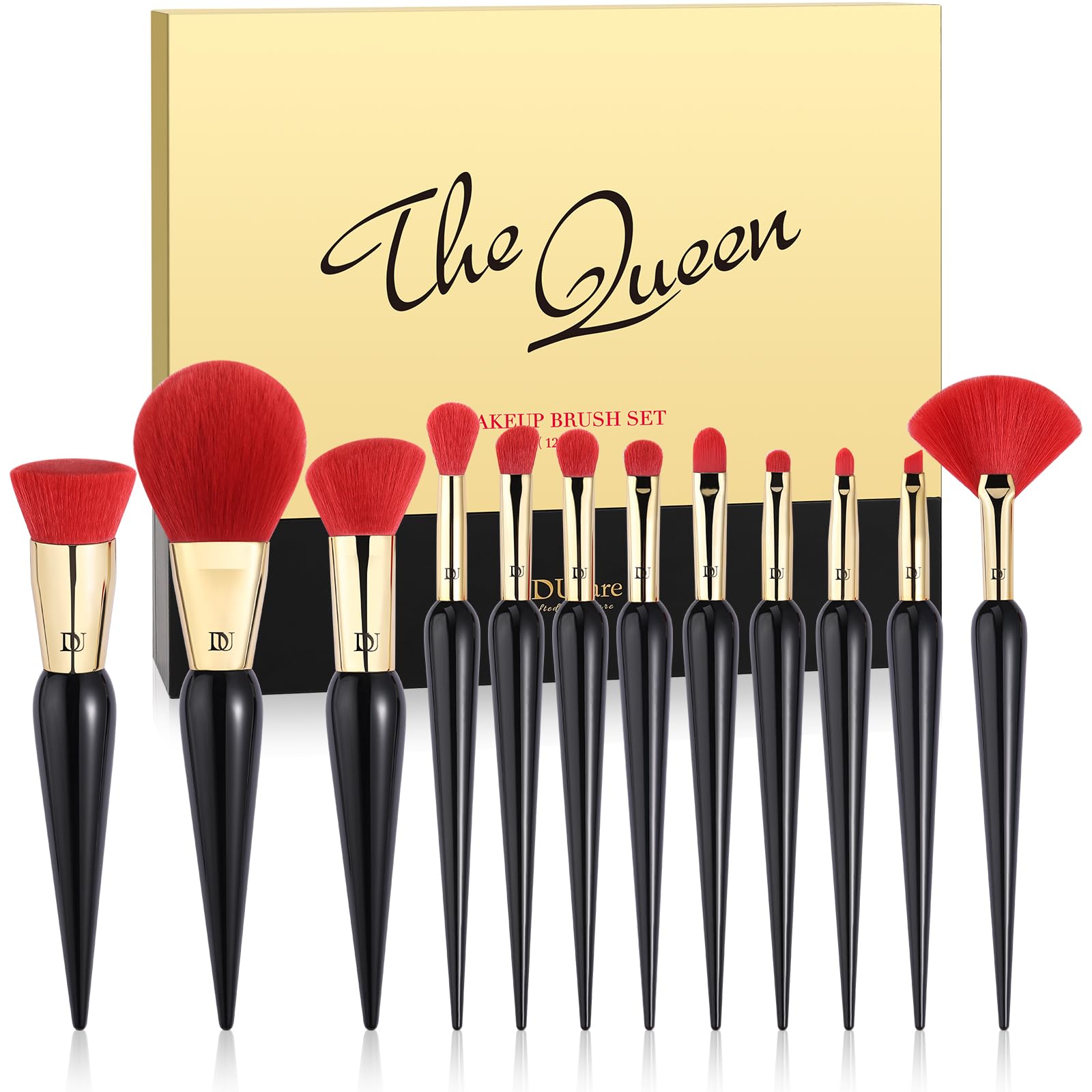 

Набор кистей для макияжа DUcare Makeup, футляр для хранения, высококачественные волокнистые кисти для макияжа, теней для век, щек, лица, черные, 12 шт., в комплекте, кисть, щетина, чёрный
