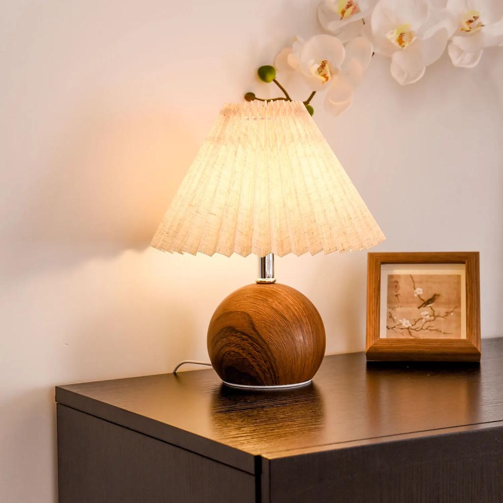 LED Table Lamp Nordic Pleated Fabric Tricolour Light US/EU For Living Room Home Bedroom Atmosphere Decoration LED Night Light