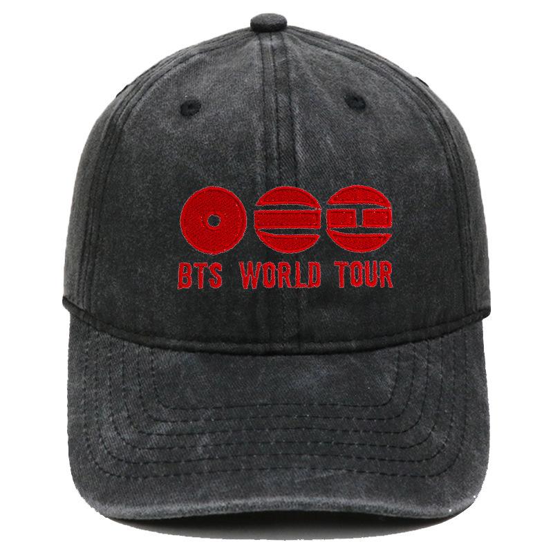 BTS World Tour Embroidered Washed Baseball Cap Retro Casual Unisex Hat