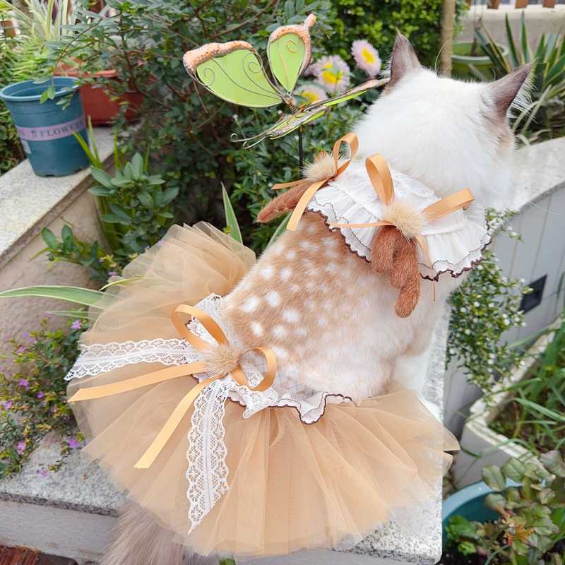 Pet dog clothes Autumn Winter Fluffy Deer Vest Dress Handmade for Small Medium Dogs Photography Costume for dog Cat Dog Set