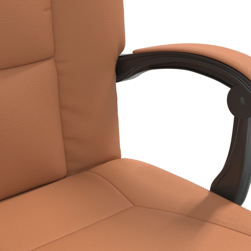 Office Chair with Reclining Function Brown Artificial Leather