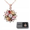 Necklace Gold Chain Pendant Multicolor Flower Crystals