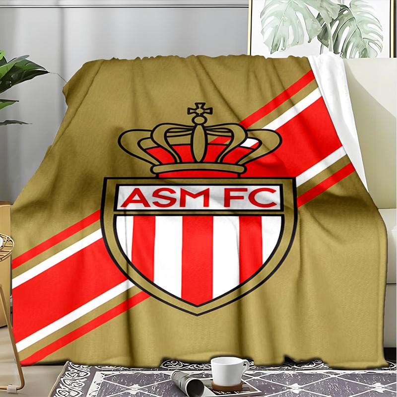 1PC Football Monaco Printed Soft Flannel Blanket Throw for Adult Bedroom Living Room Sofa Camping Travel Fan gifts Christmas Gifts