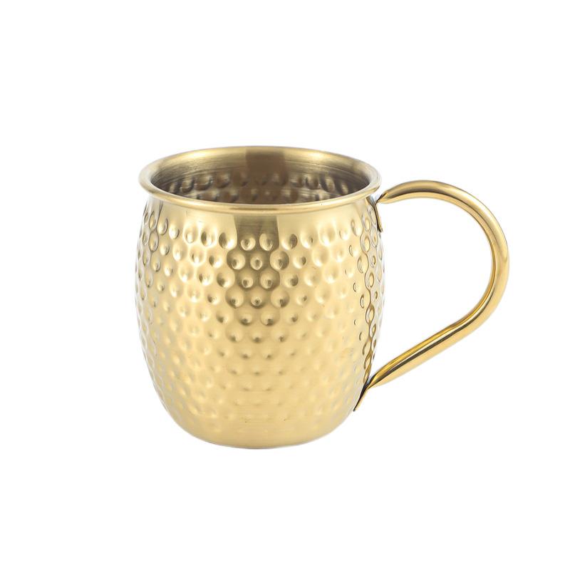 304 Stainless Steel Mug Retro Style Beverage Beer Cup with Handle Hammer Pattern Cup Tea Water Cup