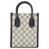 Gucci Alte Blumenlogo-Tragetasche Einkaufstasche Umhängetasche Leinwand- und Lederkombination Schulter-Handtasche Mini Unisex Blau und Beige