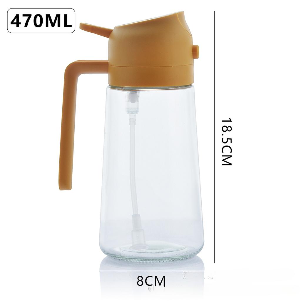 16oz/470ML Glass Oil Dispenser with Automatic Flip Lid 2in1 Kitchen Bottle,Cooking Sprayer,Leak-Proof Design,Oil Spray Bottle