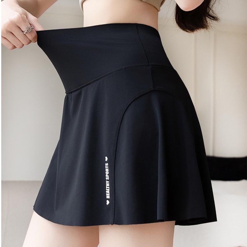 Big Size High Waist Skirt Women Stretchy Slim Shorts Prevent Light Leakage Workout Cycling Quick Dry Pleated Skirt Summer