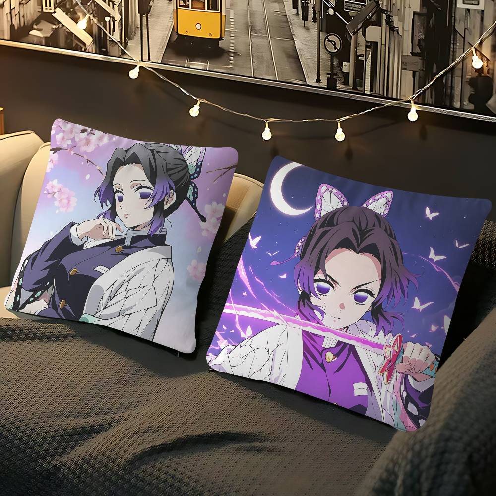 K-Kochou Shinobu Office Cushion Pillowcase Car Cushion Cover45X45CM Lumbar Pillowcase Sofa Pillowcover