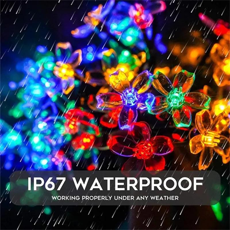 200/100/50/30/20LED Outdoor Courtyard Solar Fairy Lights Cherry Blossoms Solar String Lights Christmas Decorative Lighting Lamp