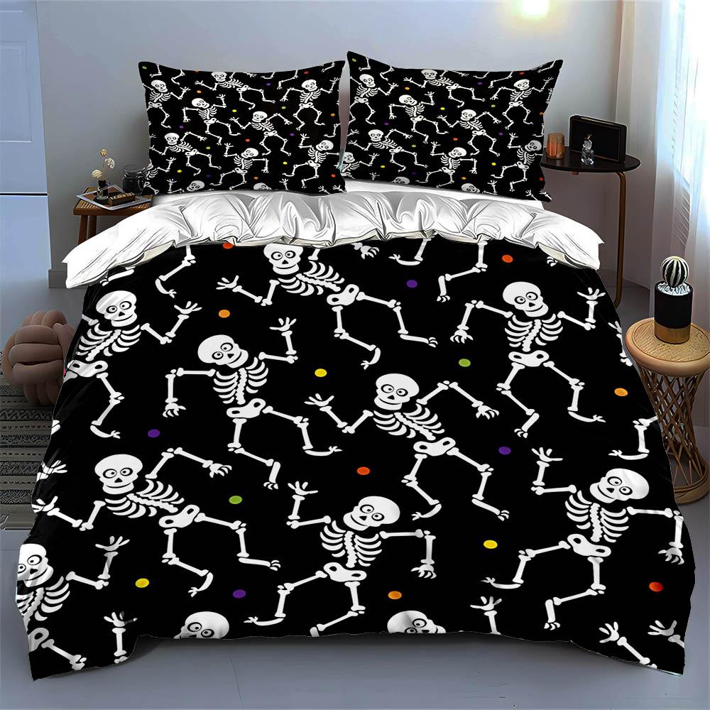 Dancing Skeletons Pattern Bedding Duvet Cover Sets Duvet Covers Pillowcases Gifts (1 * Duvet Cover 2 * Pillowcases, Without Duvet Insert)