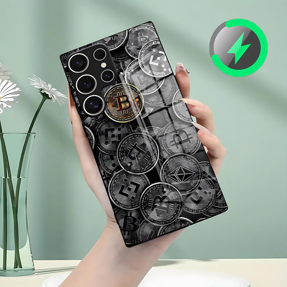 Bitcoin Phone Case For Samsung S26 S25 S24 S23 S22 S21 S20 Edge Ultra Plus FE For Magsafe Glass Case