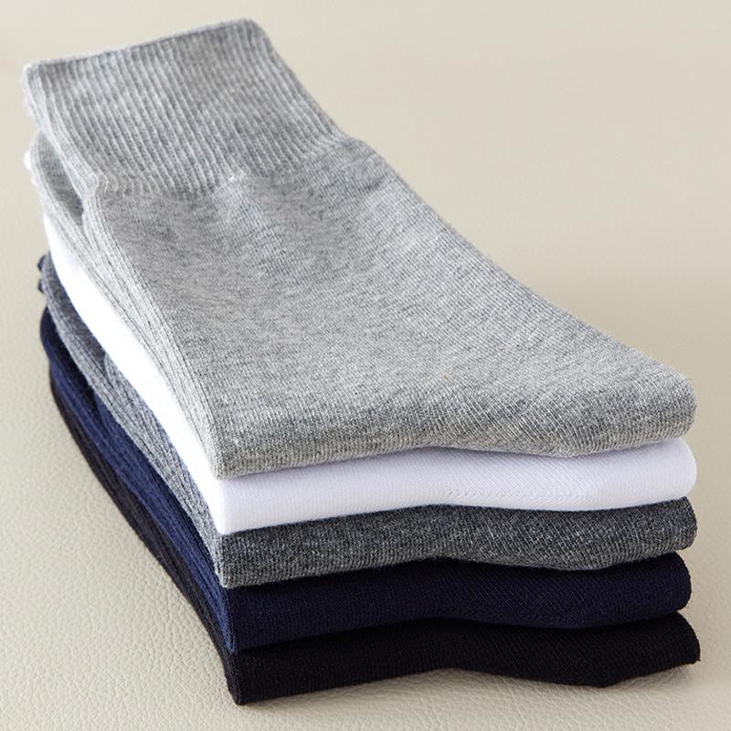2 páry Pánské ponožky velké velikosti Plus Dlouhé Bavlněné Volný lem Dobrá Elasticita Business Jednobarevné Společenské Oblečení Diabetické Ponožky Pro Otce EU43-48