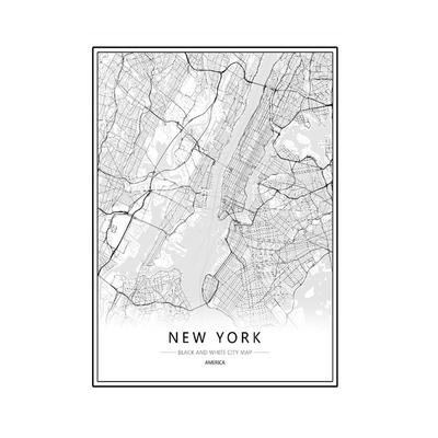 Framed World City Map London Paris New York Poster Home Deco Art Canvas Painting