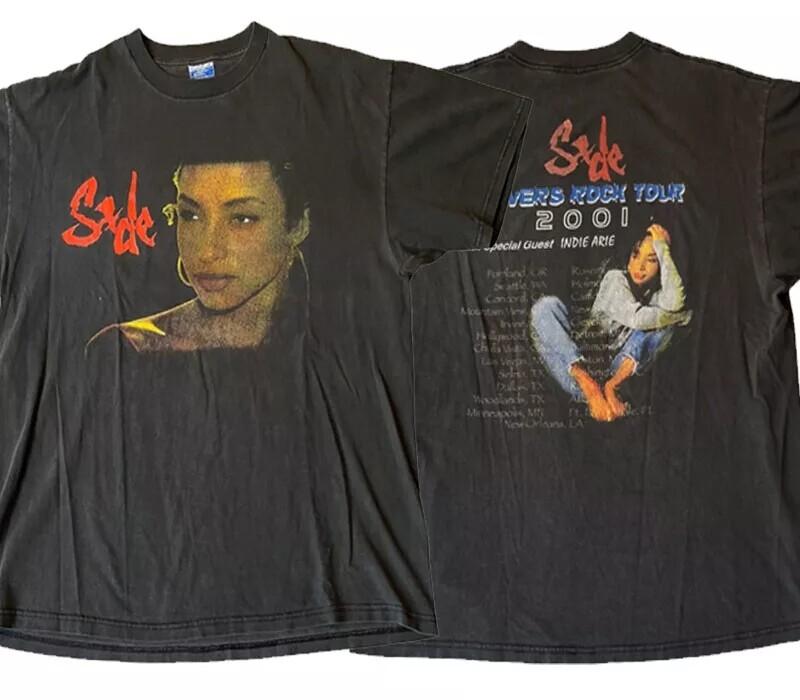 2001 Sade Lovers Rock Tour 2 Sided Basic Black Graphic Unisex T shirt Reprint Unisex T-Shirt S