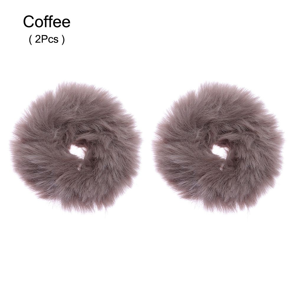 2Pcs Women Girls Winter Fur Hair Scrunchies Pom Pom Hair Tie Fuzzy Elastic Hair Bands Ponytail Holders Hair Accessories