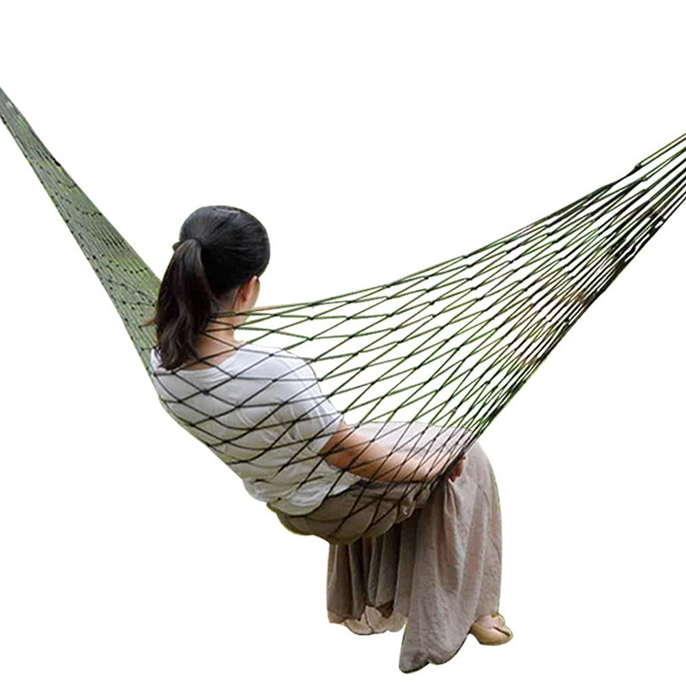 Portable Garden Hammock Nylon Hanging Bed Mesh Net Swing Sleeping Bed Outdoor Travel Camping