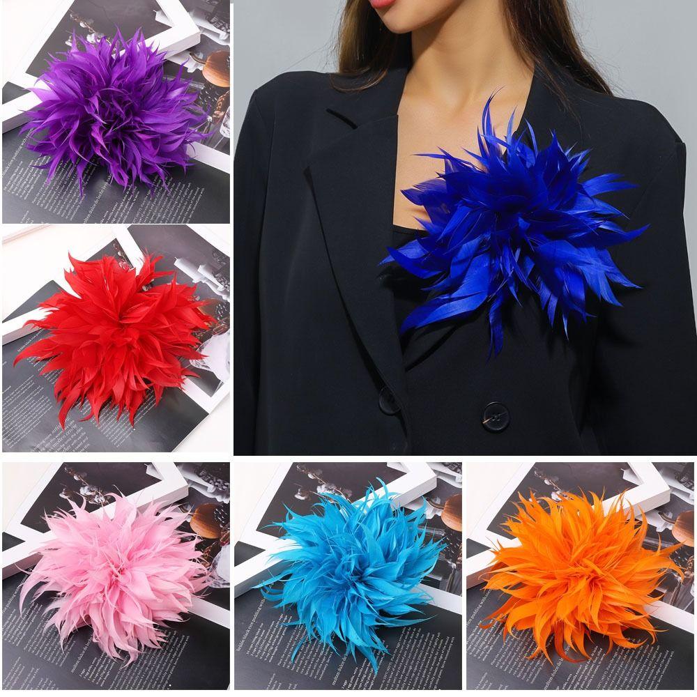 Feather Artificial Flower Brooch 18-20cm Large Feather Corsage Brooches Hair Accessories