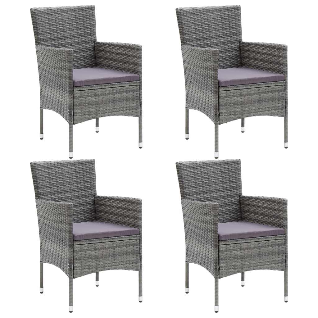 VidaXL 5-tlg. Garten-Essgruppe mit Kissen Poly Rattan Grau