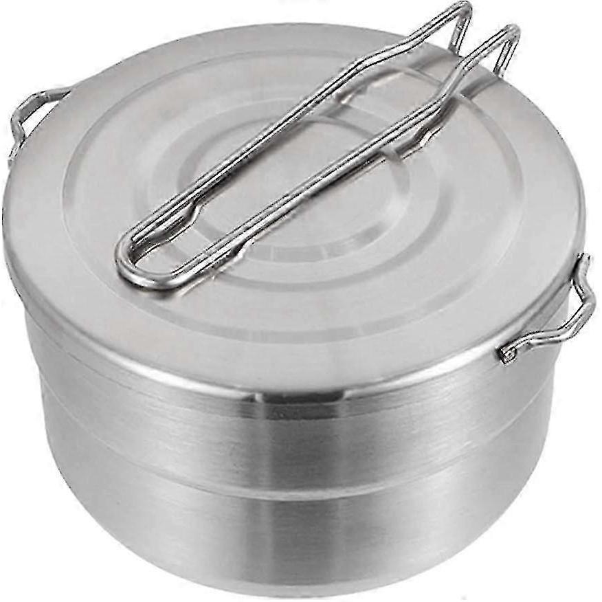 Edelstahl Camping Kochtopf mit Deckel und klappbarem Griff 1,5L Große Kapazität Bento Topf Outdoor Kochgeschirr für Camping - RIpj